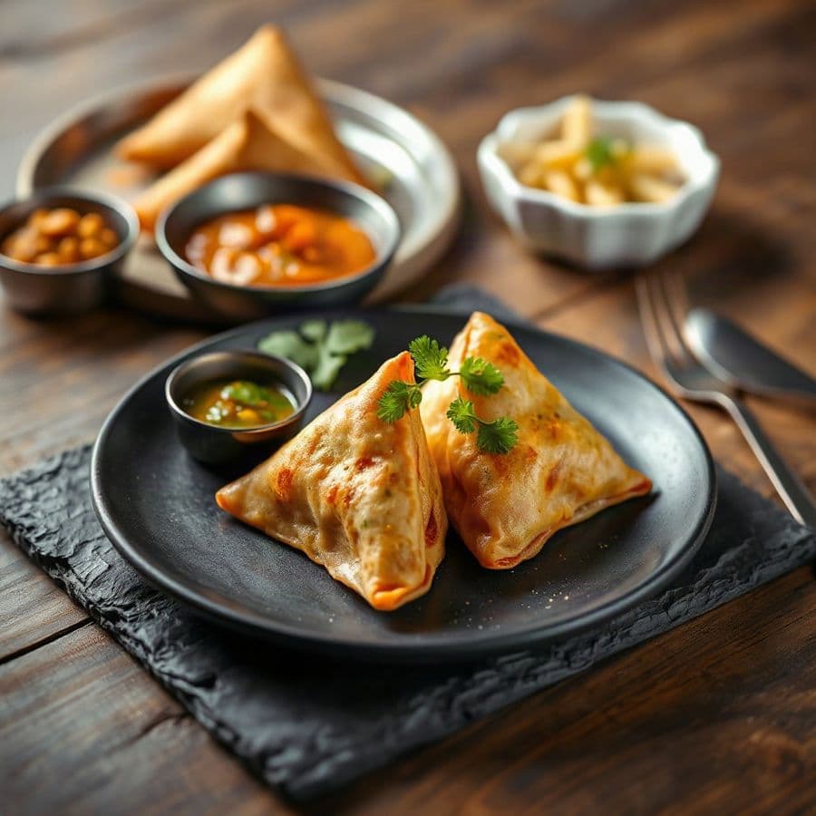 Vegetable Samosa With Channa (2 Pieces)